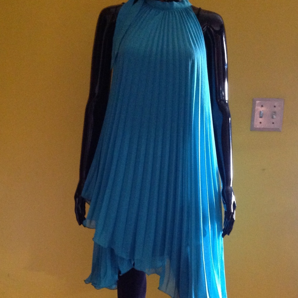 123 USA Dress Turquoise Pleaded Layered One Size